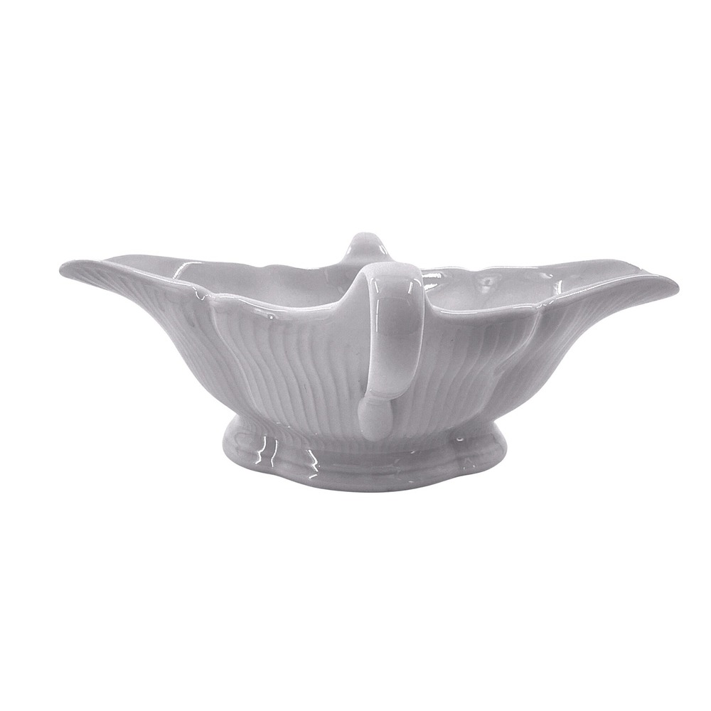 Pillivuyt France‎ White Porcelain Gravy Boat Double Spout Fluted S6